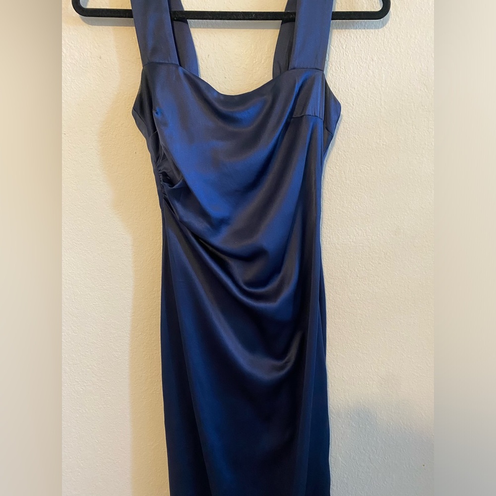 Reformation Silk Navy Dress - 0